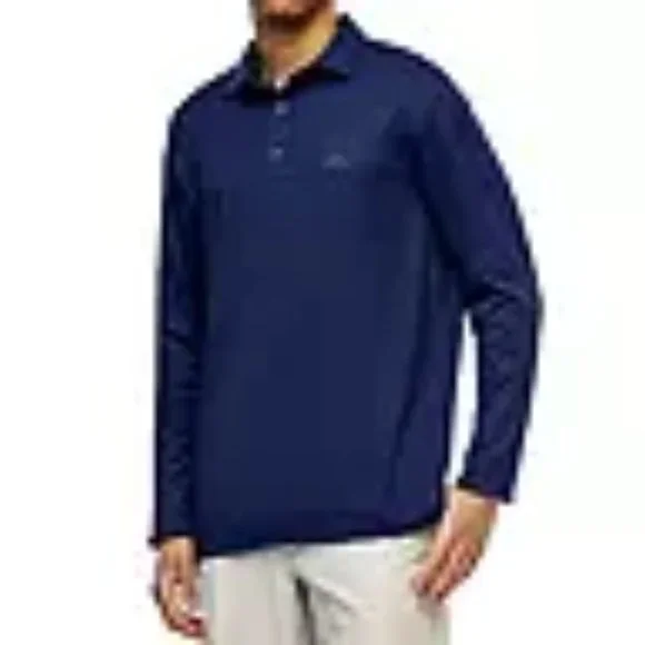 Greg Norman Men's Long Sleeve Performance Polo - NWT - Navy Blue - Picture 1 of 3